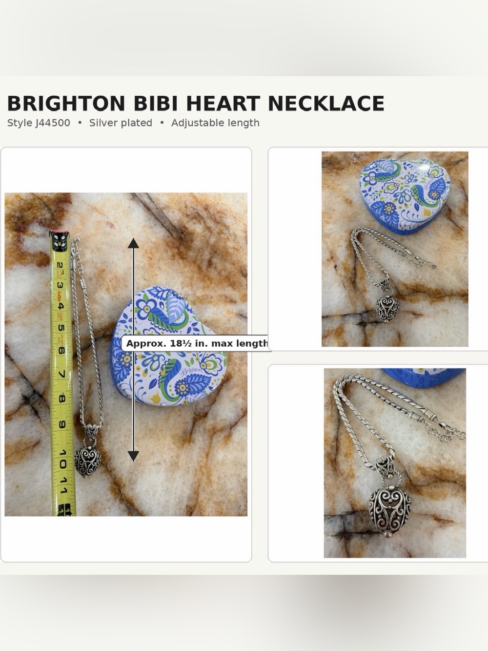 Brighton Silver Filigree Heart Pendant Necklace